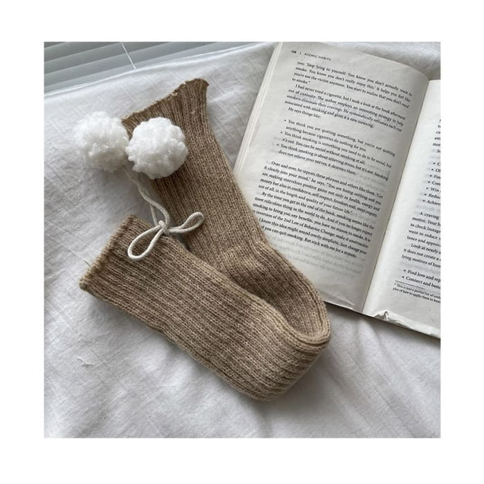 Pom Knit Leg Warmers