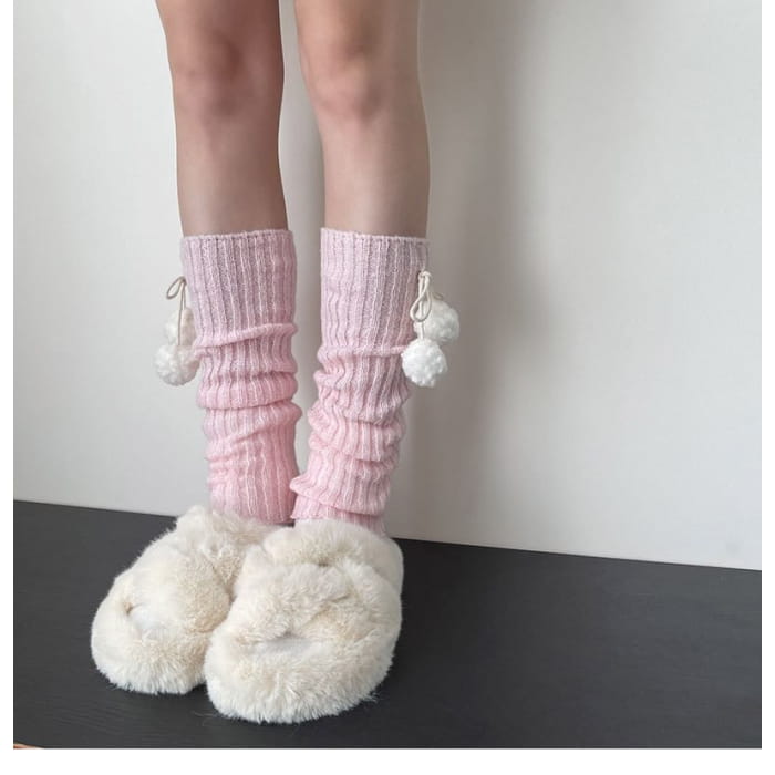 Pom Knit Leg Warmers