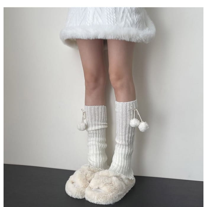 Pom Knit Leg Warmers