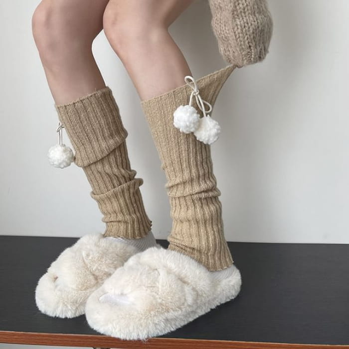 Pom Knit Leg Warmers