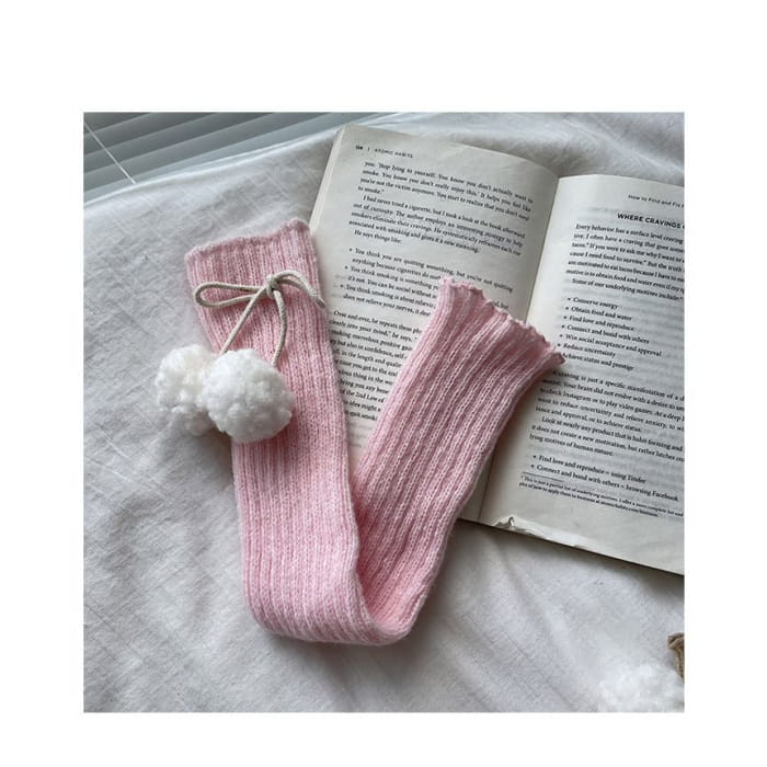 Pom Knit Leg Warmers