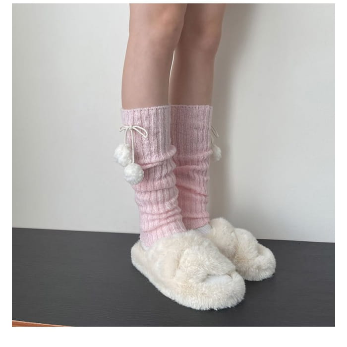 Pom Knit Leg Warmers
