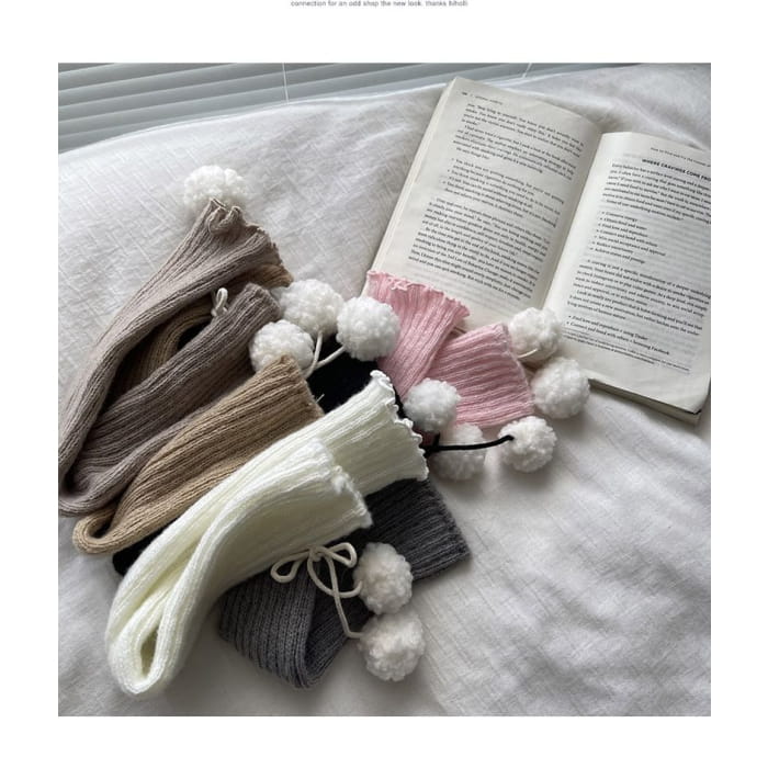 Pom Knit Leg Warmers