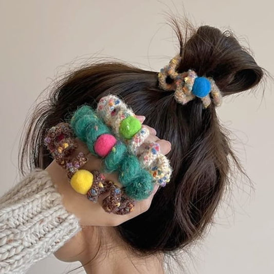 Pom Yarn Coil Hair Tie