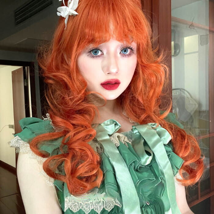 Princess Aria Orange Curly Wig ON1514