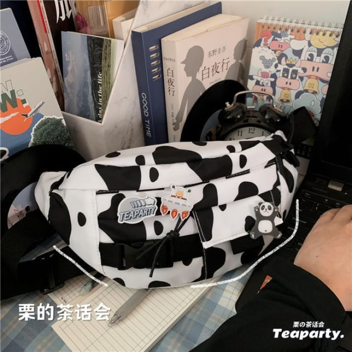 Printed Sling Bag / Charm / Set - Without - Dairy Cow Print