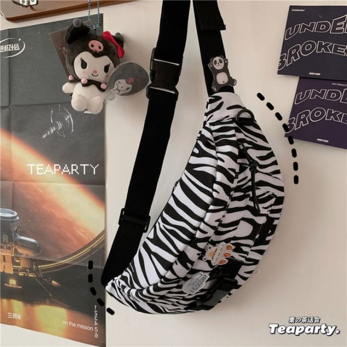 Printed Sling Bag / Charm / Set - Without - Zebra Print