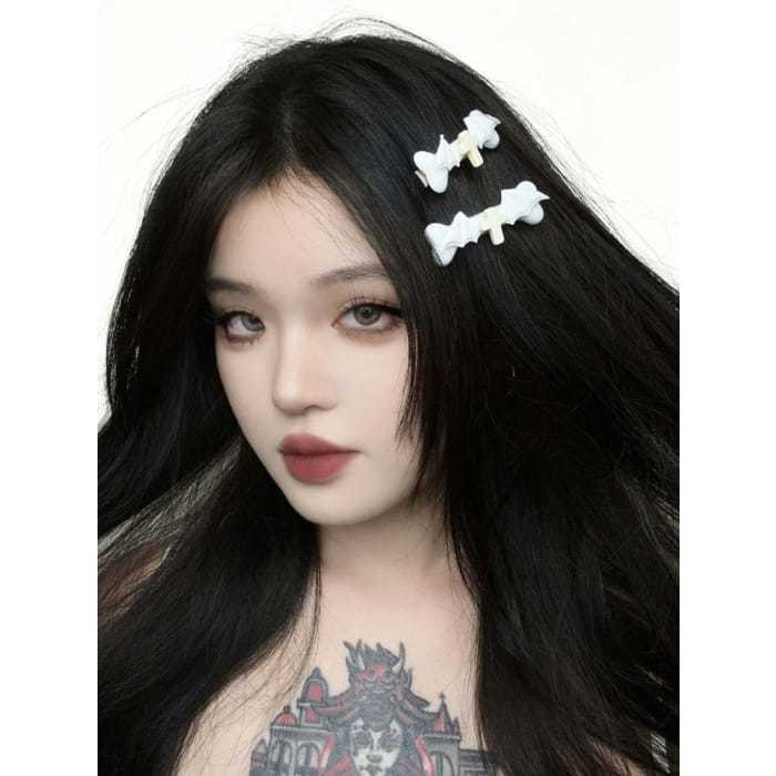 Punk White Halloween Cross Bone-shaped Hairclip - Free Size
