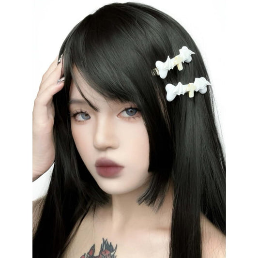 Punk White Halloween Cross Bone-shaped Hairclip - Free Size