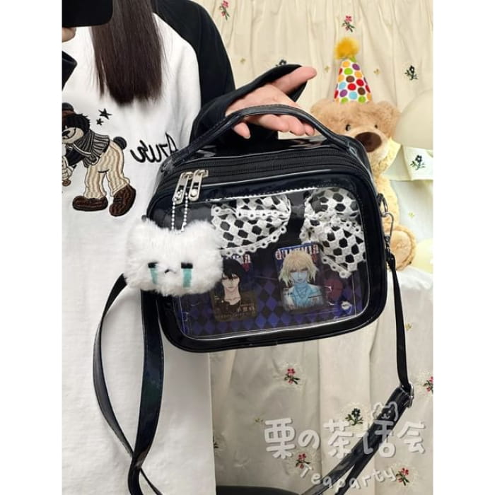PVC Panel Crossbody Bag / Charm / Set - With Crying Bear