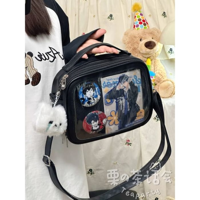 PVC Panel Crossbody Bag / Charm / Set - With Crying Bear