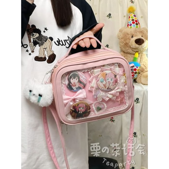 PVC Panel Crossbody Bag / Charm / Set - With Crying Bear