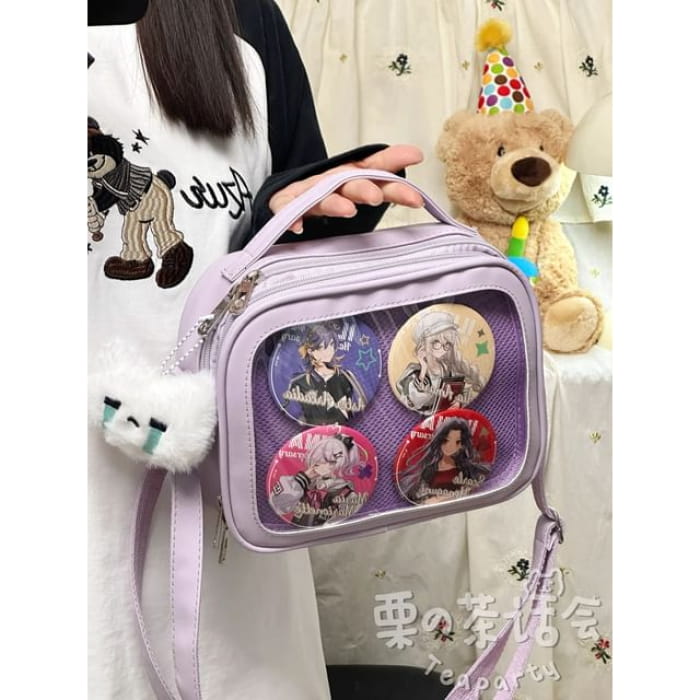 PVC Panel Crossbody Bag / Charm / Set - With Crying Bear