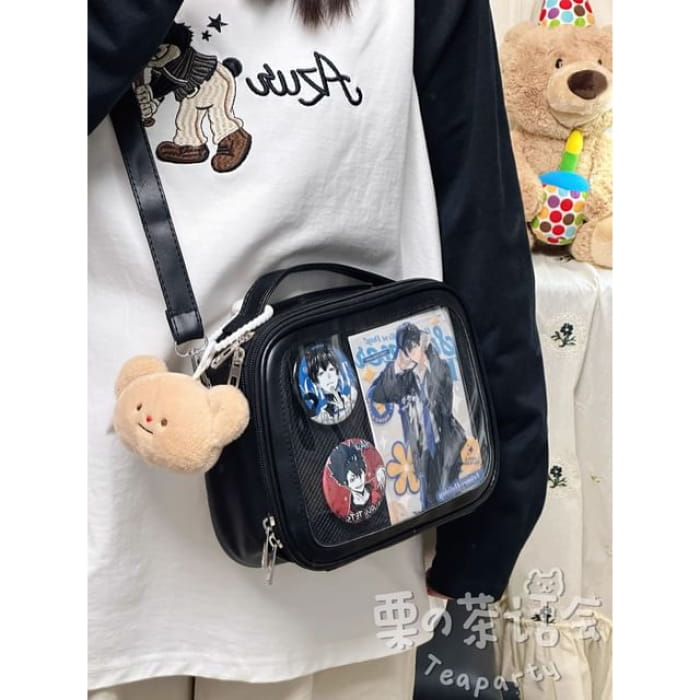 PVC Panel Crossbody Bag / Charm / Set - With Light Brown