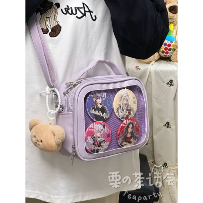 PVC Panel Crossbody Bag / Charm / Set - With Light Brown