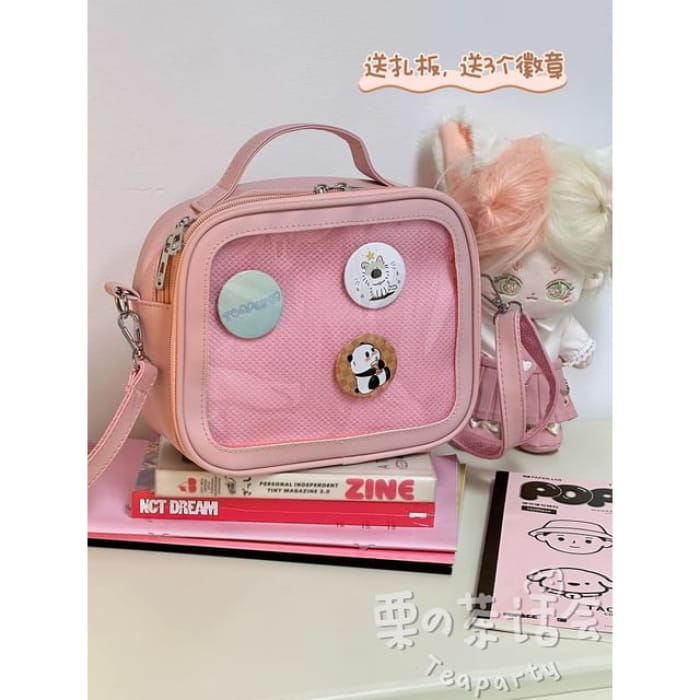 PVC Panel Crossbody Bag / Charm / Set - Without - Pink
