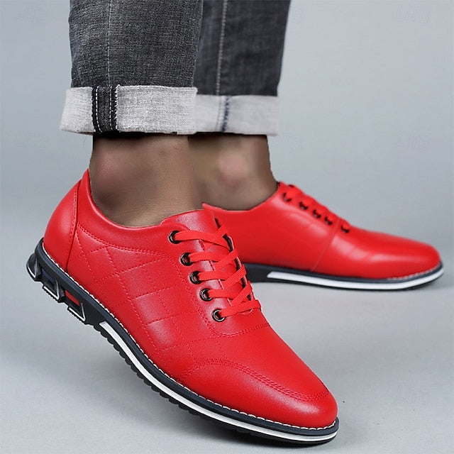 Faux Leather Lace-Up Sneakers Blue Stylish Men's Quilted -