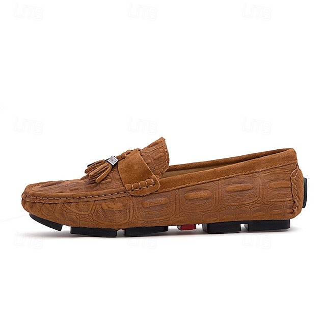 Brown Tassel Men's and Loafers Faux with Suede Detail