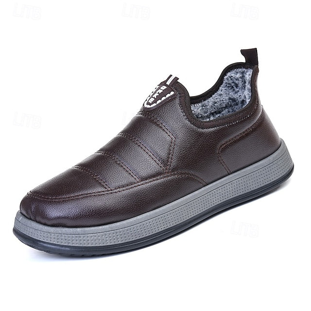 Fleece Slip-Ons Men's Boots lined Winter PU Loafers