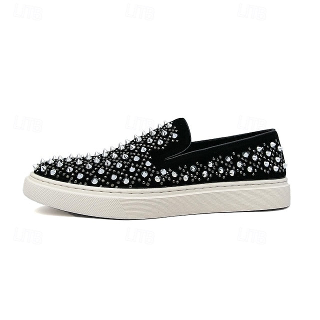 Black Detailing - Shoes Elegant with Pearl Men's Slip-On