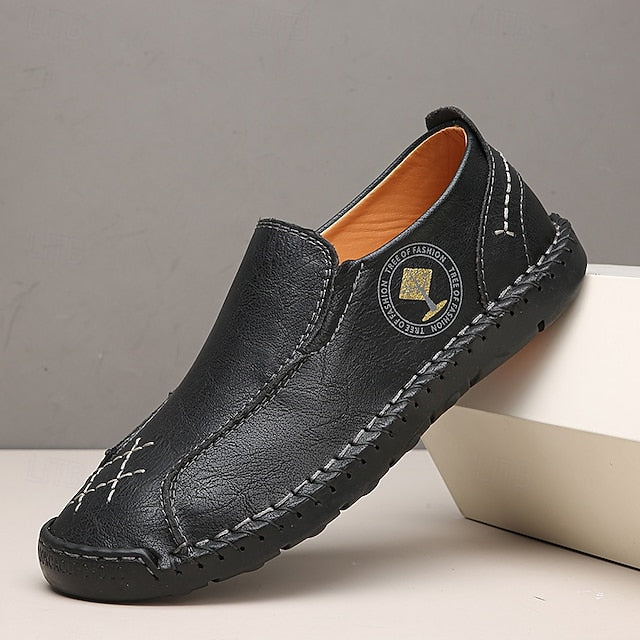 Beige Faux Leather Handmade – Men's Genuine Moccasins