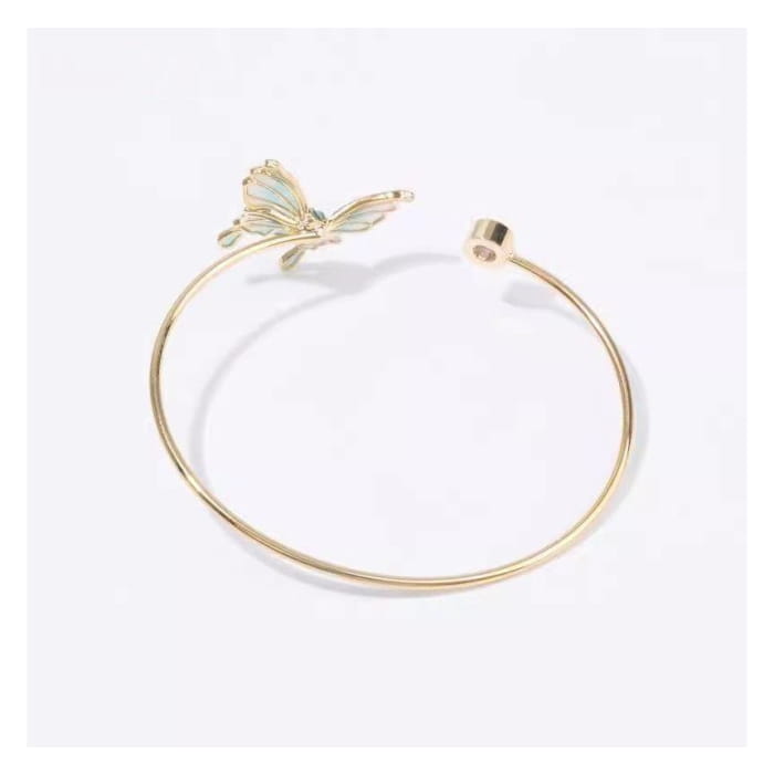 Rhinestone Butterfly Open Bangle