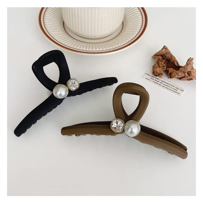 Rhinestone Faux Pearl Hair Claw