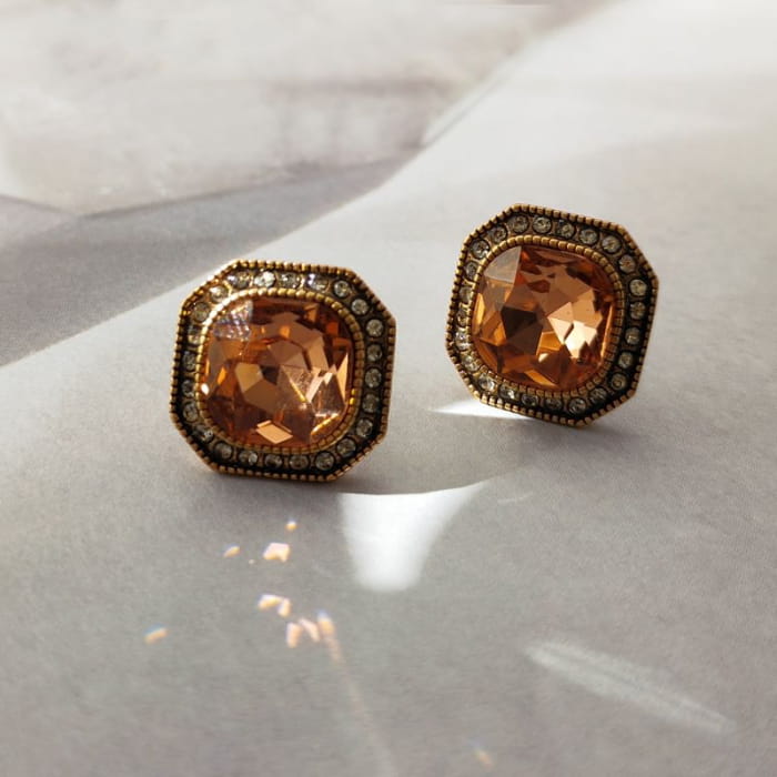 Rhinestone Geometric Stud Earring