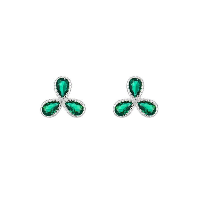 Rhinestone Leaf Stud Earring