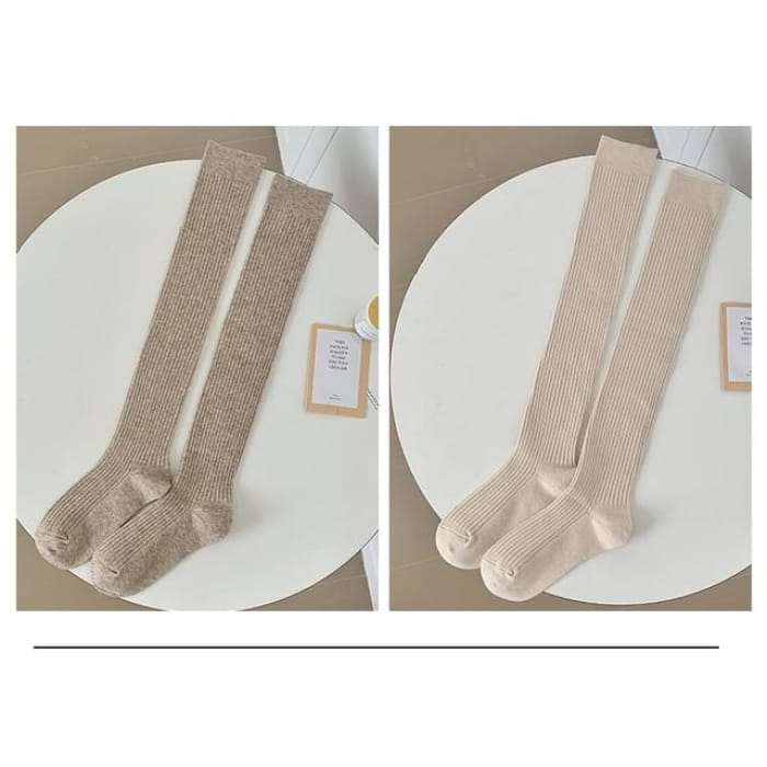 Ribbed Over-the-Knee Socks / Set - Type 2 - Pairs - Light