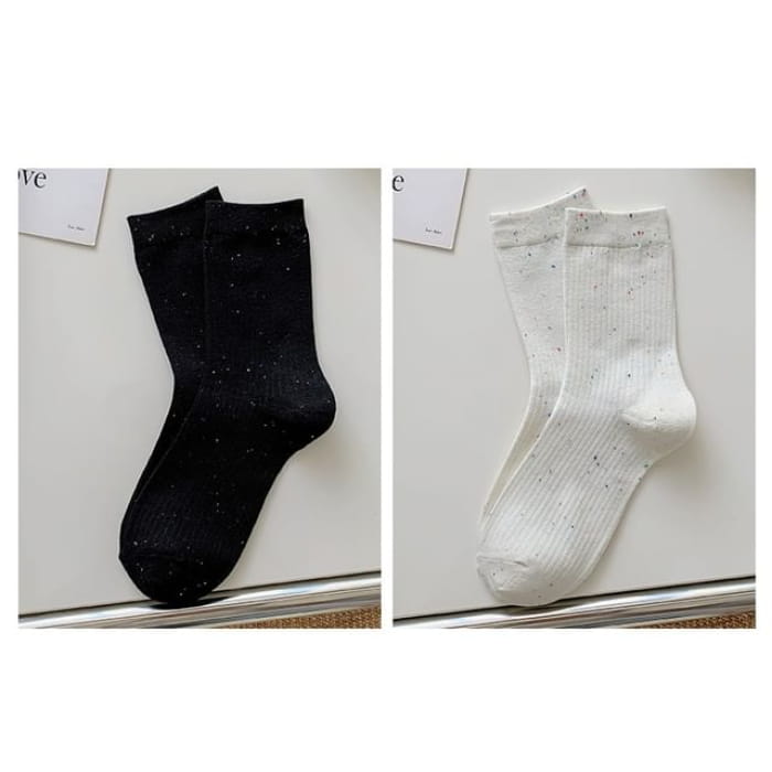 Ribbed Socks Set - Black & White / One Size