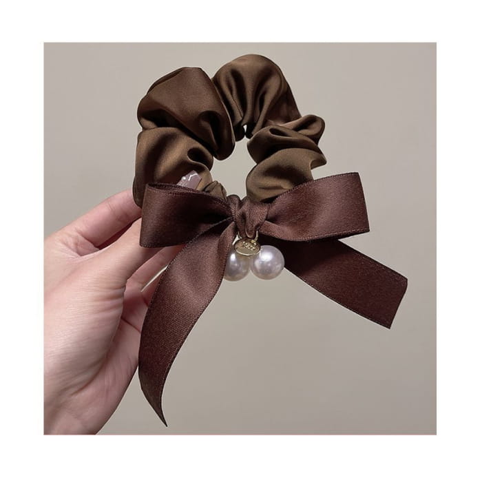 Ribbon Faux Pearl Hair Tie