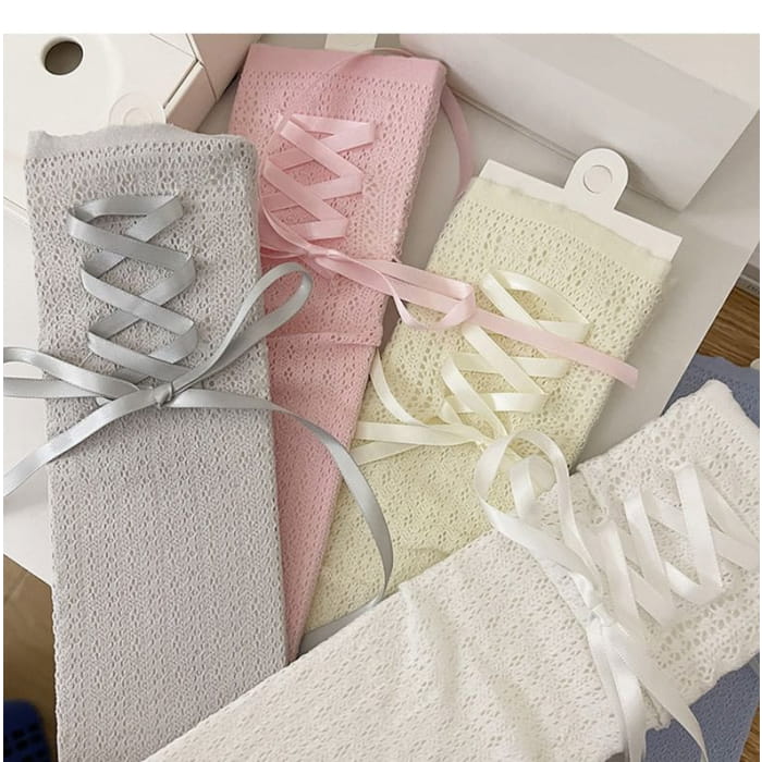 Ribbon Lace Up Short Socks