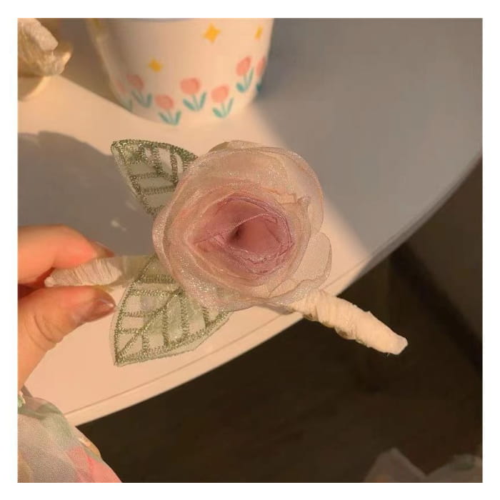 Rose Organza Scrunchie / Hair Clip / Clamp