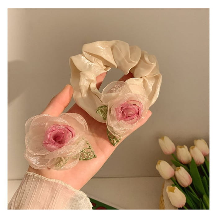 Rose Organza Scrunchie / Hair Clip / Clamp