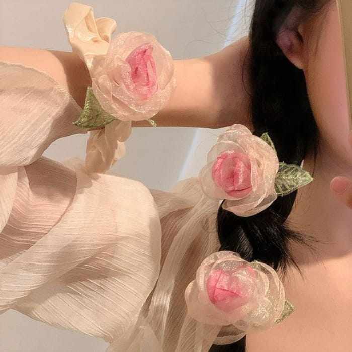 Rose Organza Scrunchie / Hair Clip / Clamp