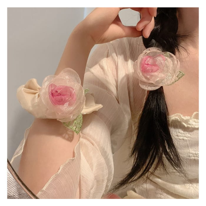 Rose Organza Scrunchie / Hair Clip / Clamp