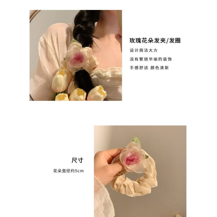 Rose Organza Scrunchie / Hair Clip / Clamp