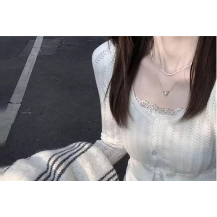 Round Neck Striped Cardigan