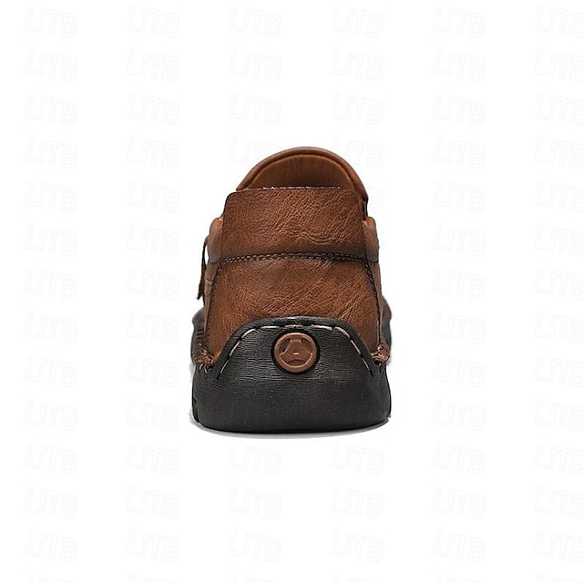 with Leather Brown Men's Side Faux Slip-On Zipper Loafers