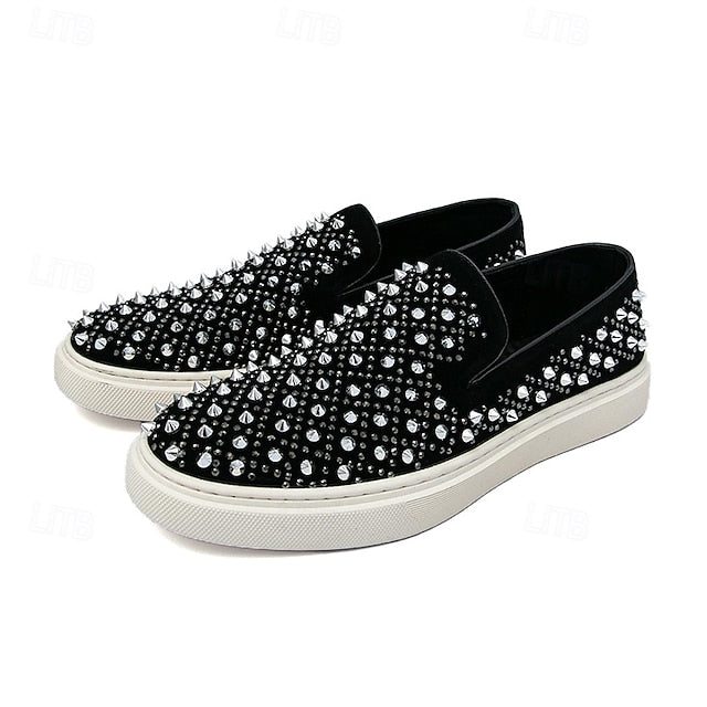 Black Detailing - Shoes Elegant with Pearl Men's Slip-On