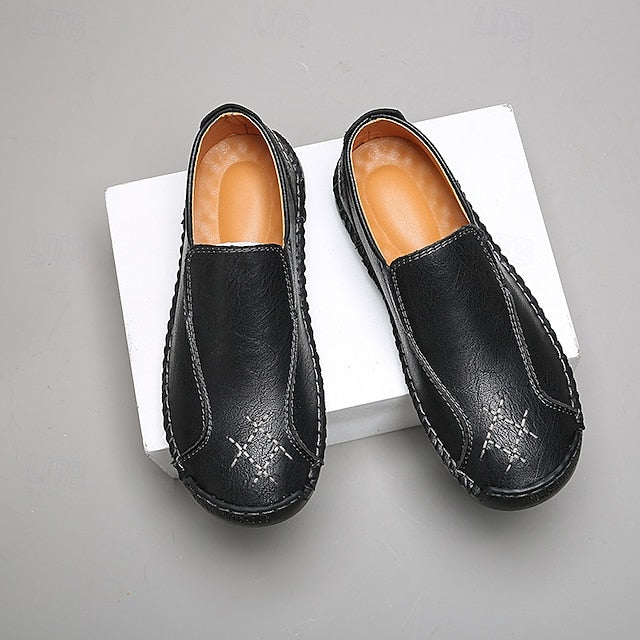 Beige Faux Leather Handmade – Men's Genuine Moccasins