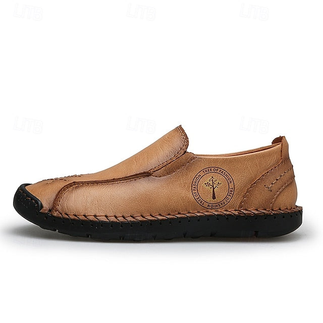 Beige Faux Leather Handmade – Men's Genuine Moccasins