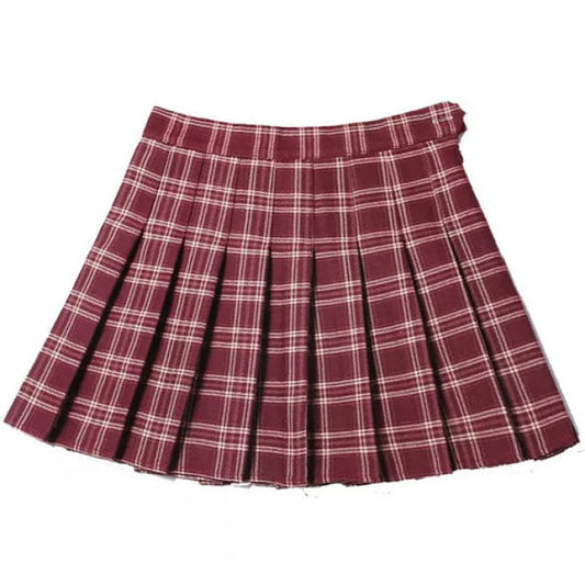 School Spirit Plaid Skirt - XS / Red/white