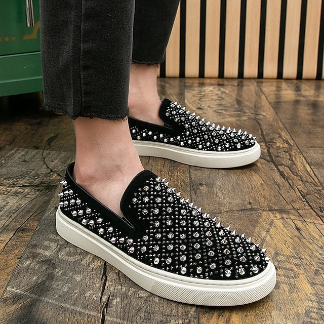 Black Detailing - Shoes Elegant with Pearl Men's Slip-On