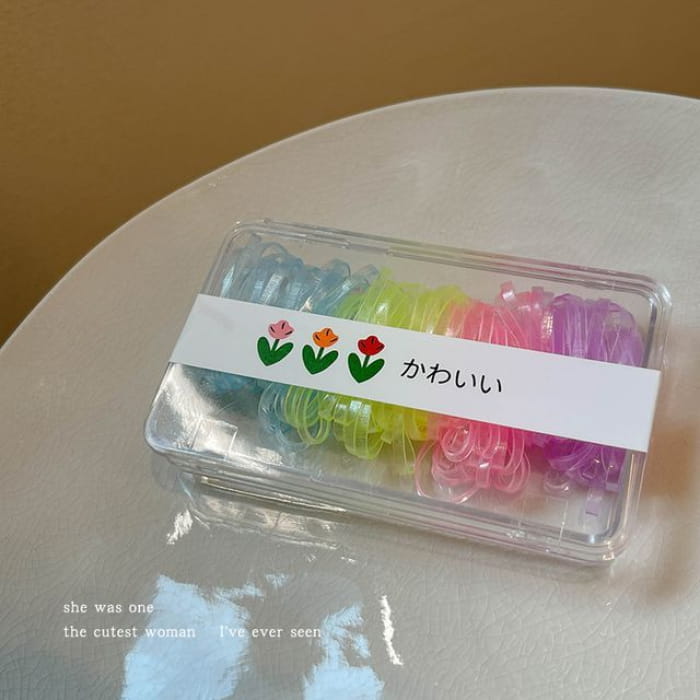 Set of 100: Disposable Hair Tie - 100 - Light Blue & Green