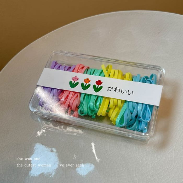 Set of 100: Disposable Hair Tie - 100 - Purple & Pink Green