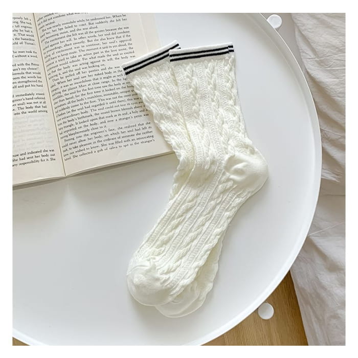 Set of 2 / 4: Contrast Trim Socks