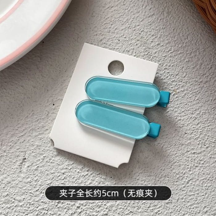 Set of 2: Acrylic Hair Clip - Of 2 - 5cm - Mint Blue