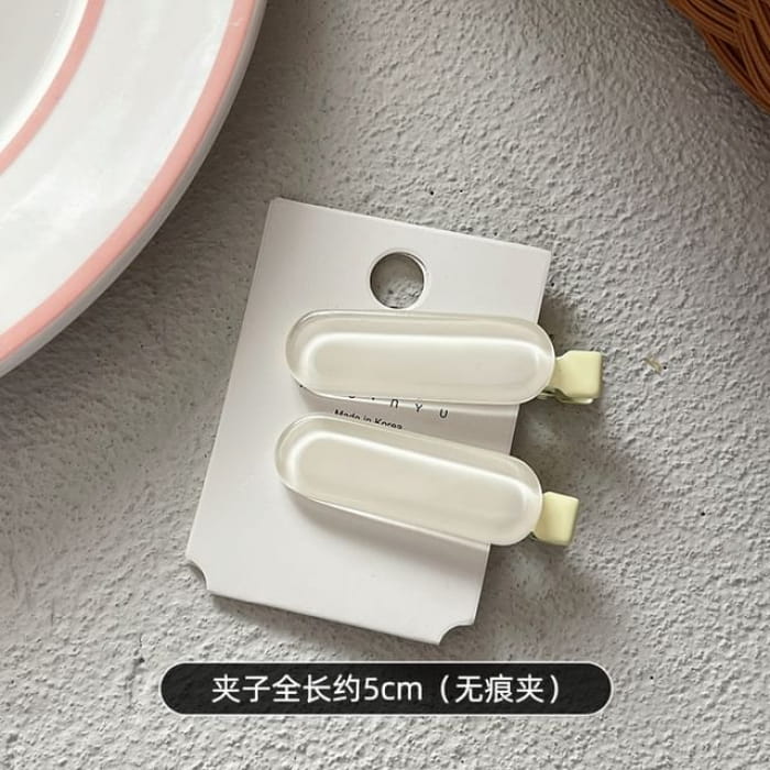 Set of 2: Acrylic Hair Clip - Of 2 - 5cm - Off-White